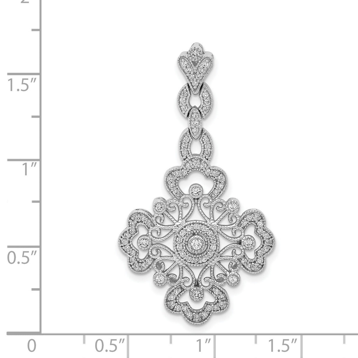 1/2ct Diamond Filigree Charm Pendant in Real 14k White Gold