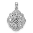 1/8ct Diamond Vintage Charm Pendant in Real 14k White Gold