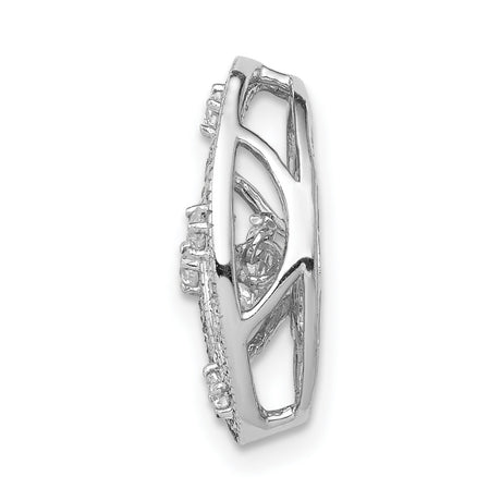 Vibrant Diamond Oval Slide Chain Slide Charm Pendant in Real 14k White Gold
