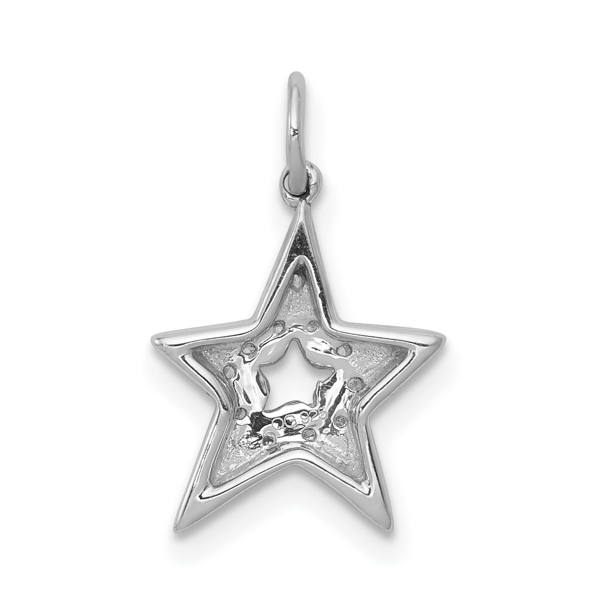 1/20ct Diamond Star Charm Pendant in Real 14k White Gold