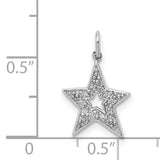 1/20ct Diamond Star Charm Pendant in Real 14k White Gold