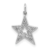 1/20ct Diamond Star Charm Pendant in Real 14k White Gold