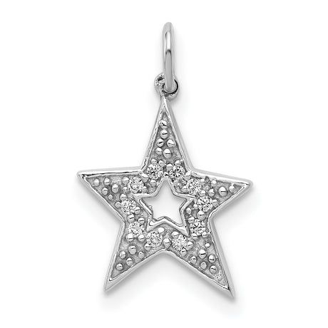 1/20ct Diamond Star Charm Pendant in Real 14k White Gold