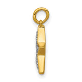 14k Yellow Gold Star Pendant with Diamond Accents and White Gold Inlay