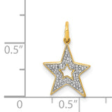 14k Yellow Gold Star Pendant with Diamond Accents and White Gold Inlay