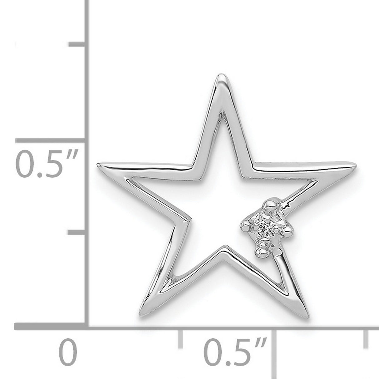 .01ct Diamond Star Chain Slide Charm Pendant in Real 14k White Gold