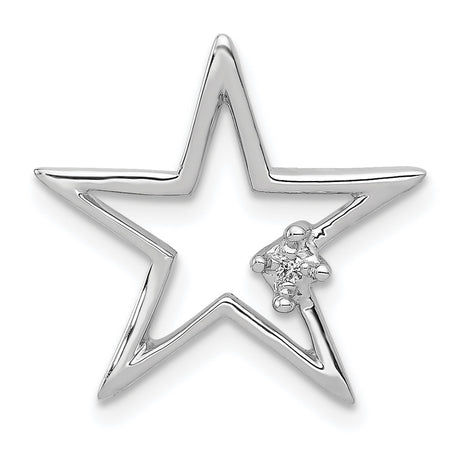 .01ct Diamond Star Chain Slide Charm Pendant in Real 14k White Gold