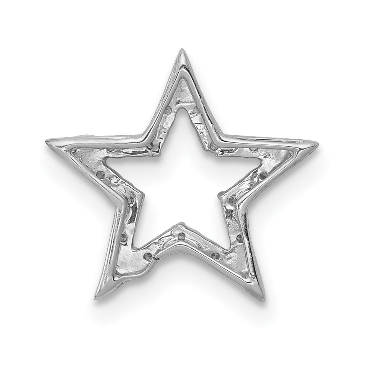 Small Diamond Star Chain Slide Charm Pendant in Real 10k White Gold
