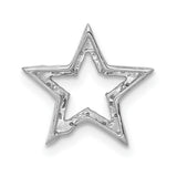 Small Diamond Star Chain Slide Charm Pendant in Real 10k White Gold