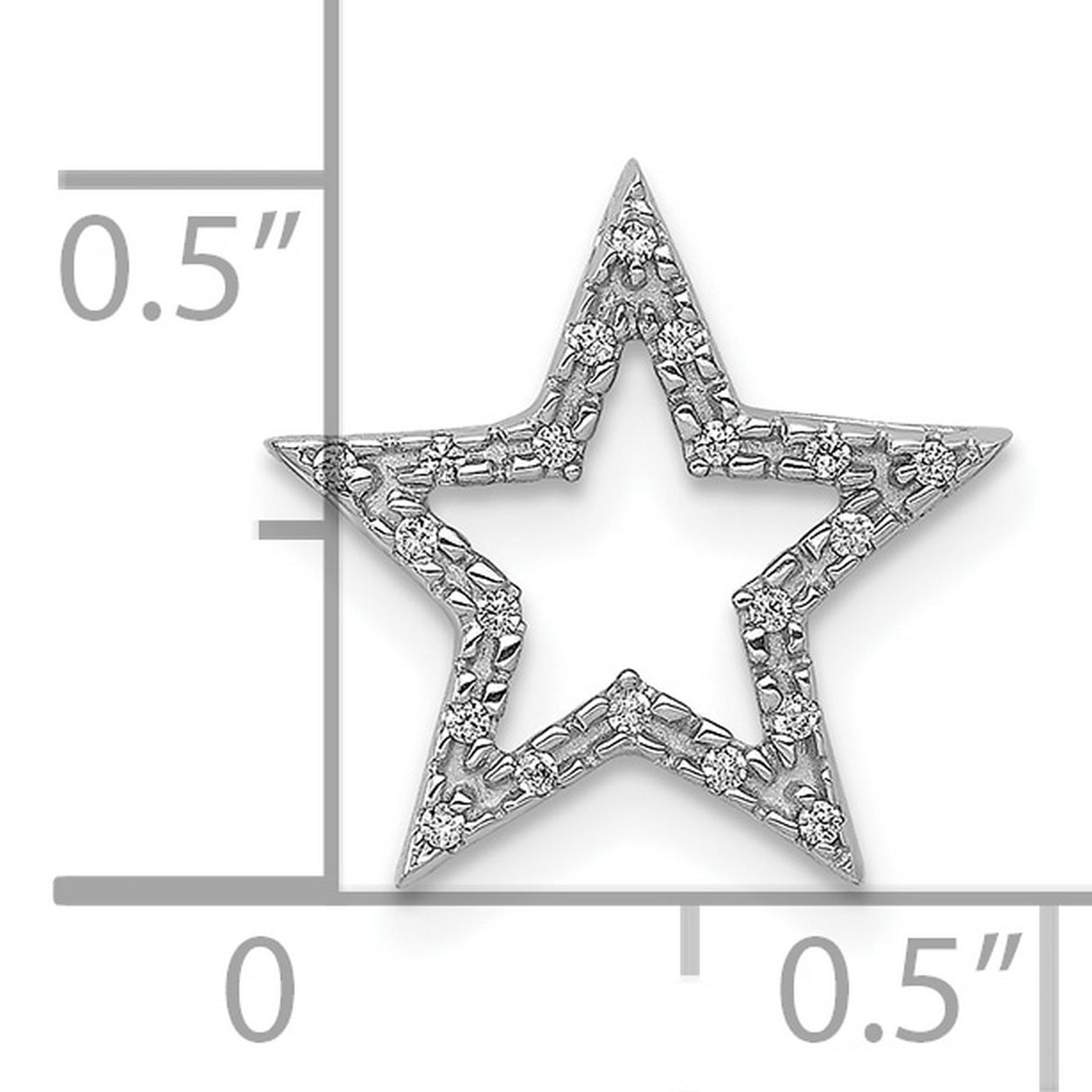Small Diamond Star Chain Slide Charm Pendant in Real 10k White Gold