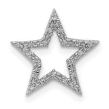 Small Diamond Star Chain Slide Charm Pendant in Real 10k White Gold