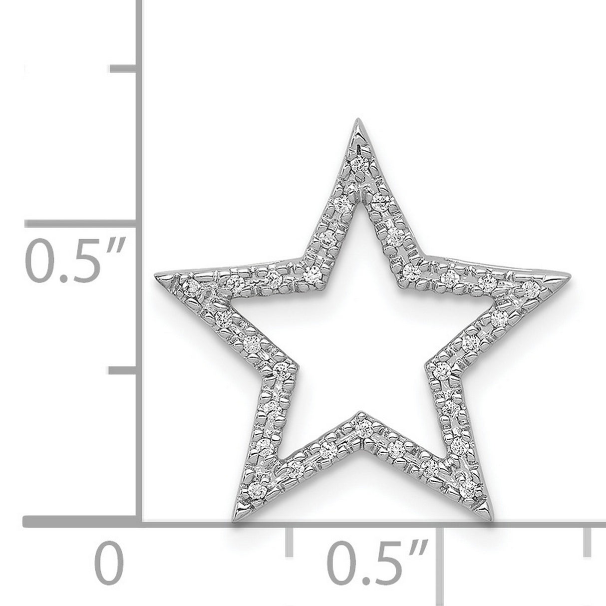 14k White Gold Diamond Star Pendant with Open Star Design, Celestial Jewelry for Women