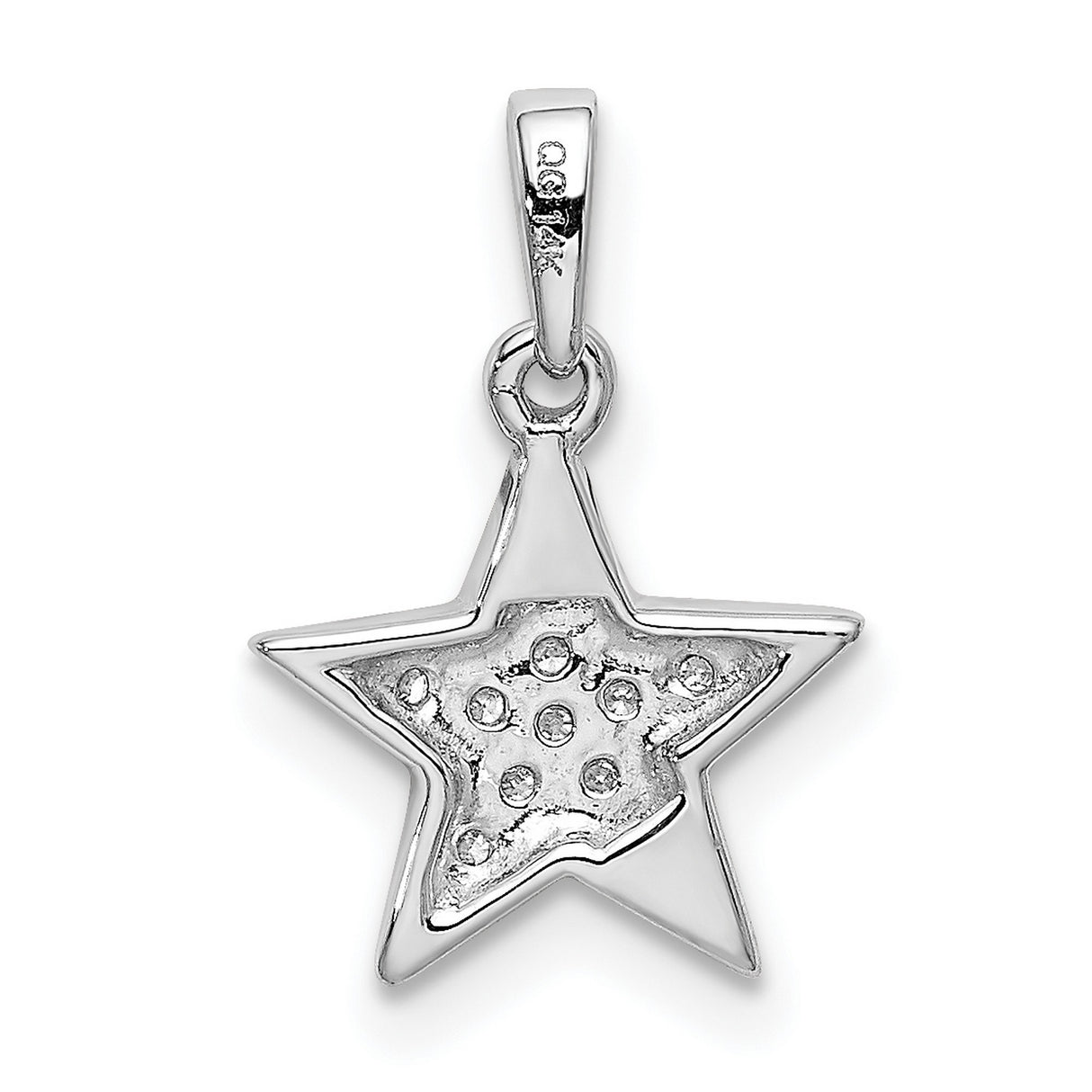 1/10ct Diamond Star Charm Pendant in Real 14k White Gold