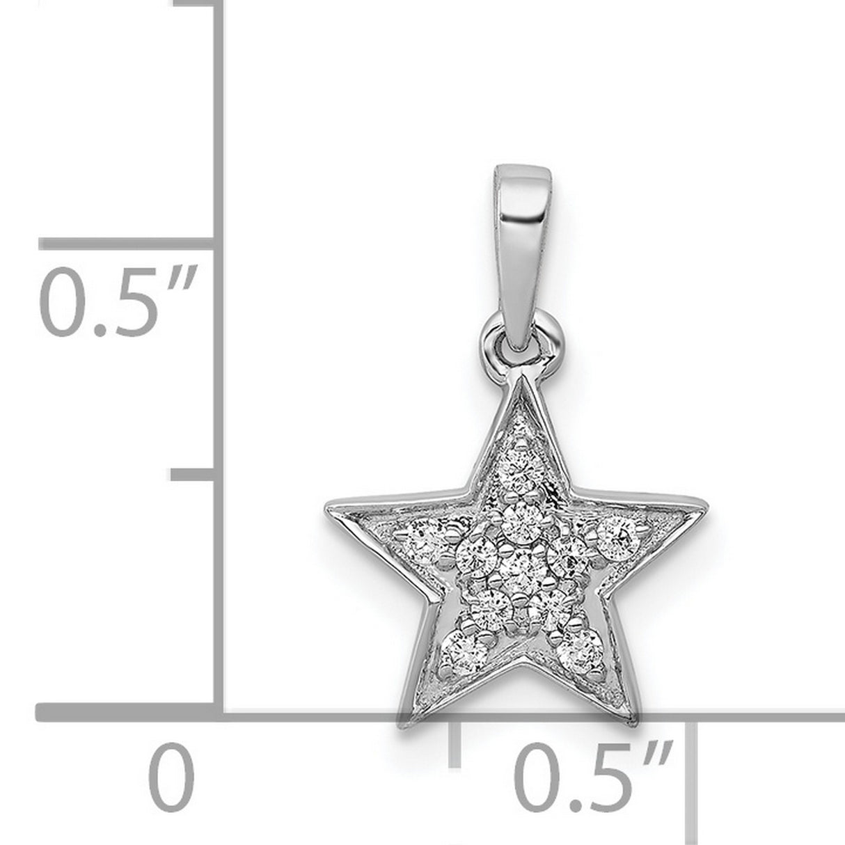 1/10ct Diamond Star Charm Pendant in Real 14k White Gold