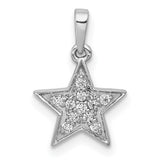 1/10ct Diamond Star Charm Pendant in Real 14k White Gold