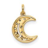 14k Yellow Gold Crescent Moon Pendant with Diamond Accents, Celestial Boho Jewelry for Women