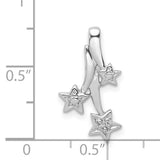 14k White Gold Shooting Star Pendant with Diamond Accents and Three Stars, Celestial Jewelry for Women