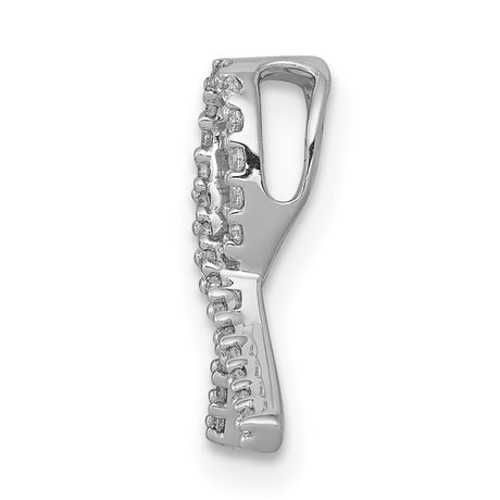 14k White Gold Ribbon Pendant with Pavé Diamond Design, Symbolic Awareness and Memorial Jewelry