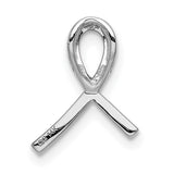 14k White Gold Ribbon Pendant with Pavé Diamond Design, Symbolic Awareness and Memorial Jewelry