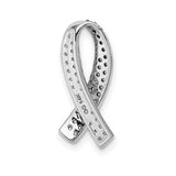 14k White Gold Pendant with Lab Created Sapphire, Pink Ribbon and Cubic Zirconia Accents