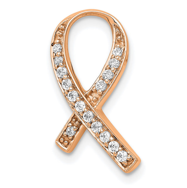 Diamond Awareness Charm Pendant in Real 14k Rose Gold