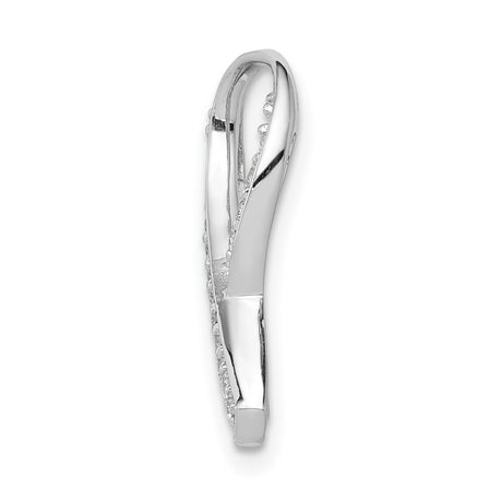 14k White Gold Awareness Ribbon Pendant with Diamonds, Looped Design Charm for Women