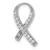14k White Gold Awareness Ribbon Pendant with Diamonds, Looped Design Charm for Women