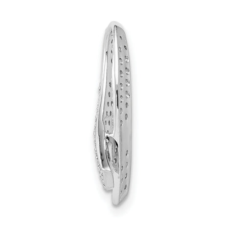 14k White Gold Awareness Ribbon Pendant with Pavé Round Diamonds, Symbolic Tribute Jewelry for Women