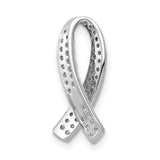14k White Gold Awareness Ribbon Pendant with Pavé Round Diamonds, Symbolic Tribute Jewelry for Women