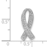 14k White Gold Awareness Ribbon Pendant with Pavé Round Diamonds, Symbolic Tribute Jewelry for Women