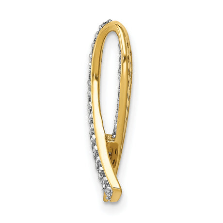 14k Yellow Gold Awareness Ribbon Pendant with Cubic Zirconia, Symbol of Support and Hope
