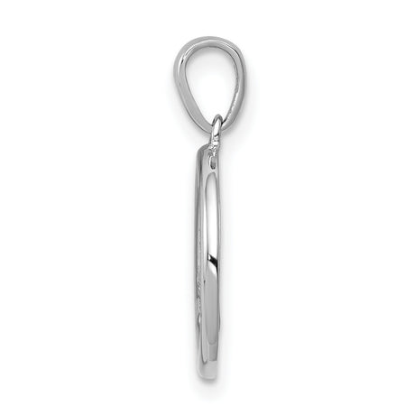 14k White Gold Peace Symbol Pendant with Diamond Accent, Modern Boho Style