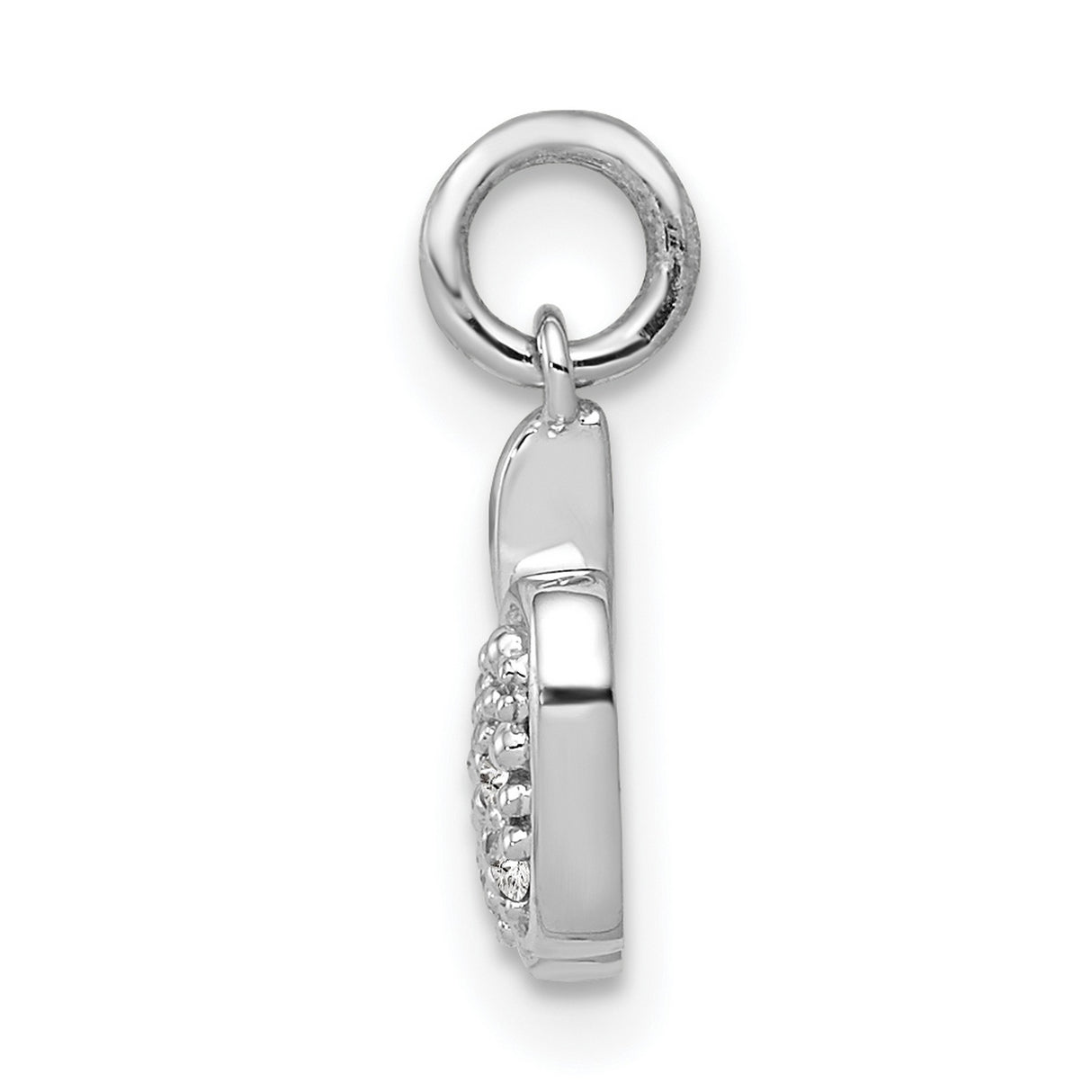14k White Gold Apple Pendant with Diamond Accents, Symbolic Charm for Women