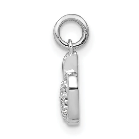 14k White Gold Apple Pendant with Diamond Accents, Symbolic Charm for Women
