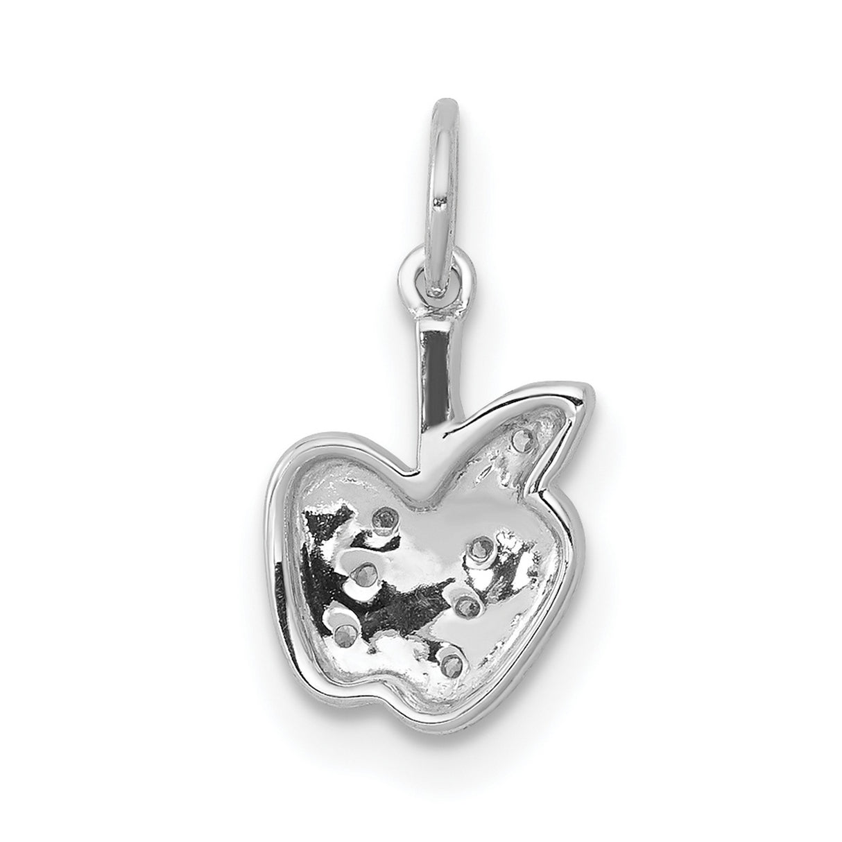 14k White Gold Apple Pendant with Diamond Accents, Symbolic Charm for Women