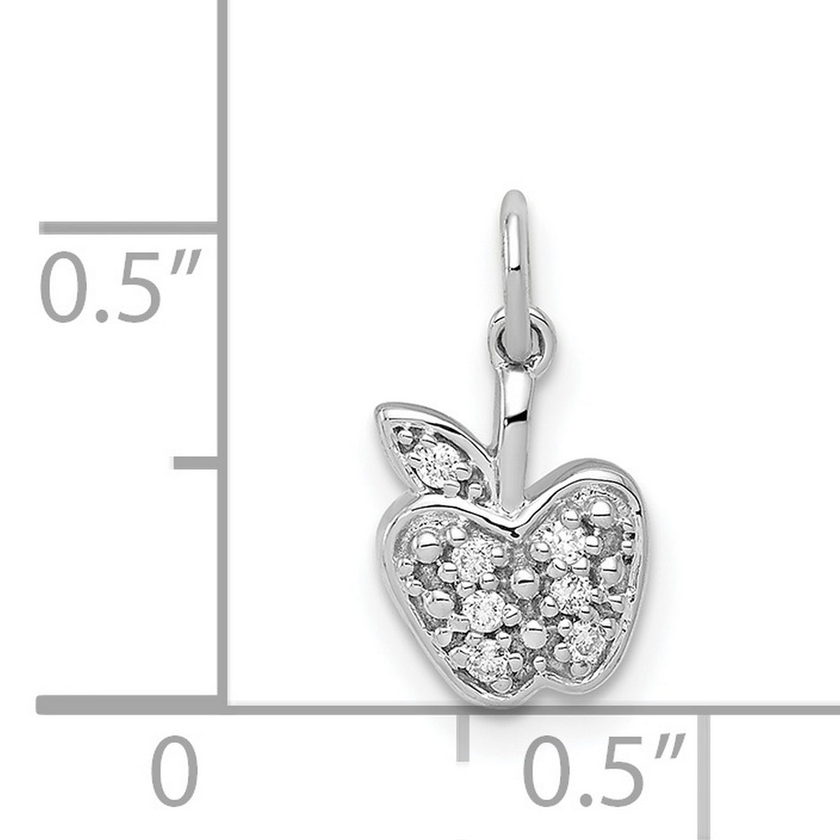 14k White Gold Apple Pendant with Diamond Accents, Symbolic Charm for Women