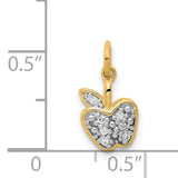 14k Yellow Gold Apple Shape Pendant with Diamond Cut Accents, Symbolic Charm for Women