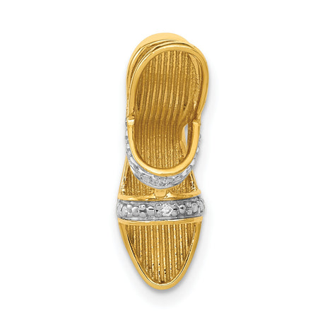 14k Multi-Tone Gold High Heel Pendant with Diamond, Stiletto Shoe Charm for Women
