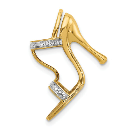 14k Multi-Tone Gold High Heel Pendant with Diamond, Stiletto Shoe Charm for Women