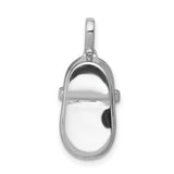14k White Gold Baby Shoe Pendant with Diamond Accents and Bow Detail
