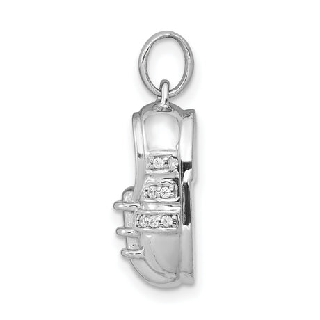 14k White Gold Baby Shoe Pendant with Diamond Accents, Sentimental Motherhood Charm