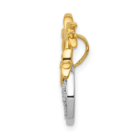 14k Two-Tone Gold Pendant with Diamond Accent, Palm Trees and Ocean Wave Design