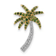 14k White Gold Palm Tree Pendant with Diamonds, Tropical Beach Style Jewelry for Women