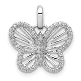 0.19ct Diamond Butterfly Charm Pendant in Real 14k White Gold