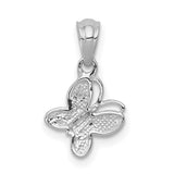 .01ct Diamond Butterfly Charm Pendant in Real 10k White Gold