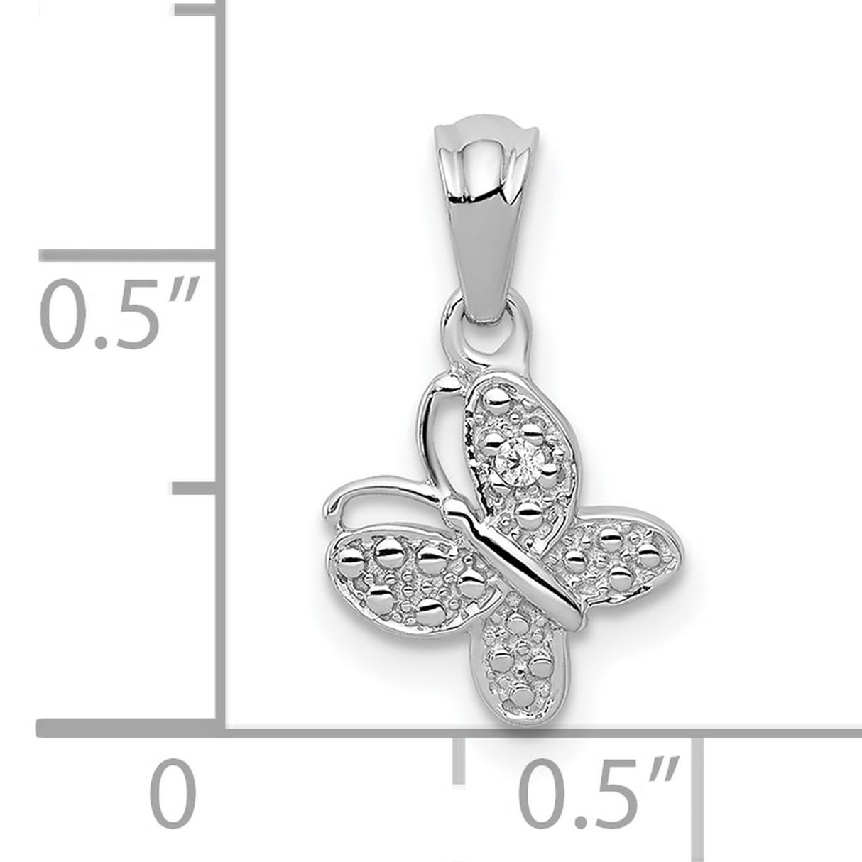 .01ct Diamond Butterfly Charm Pendant in Real 10k White Gold