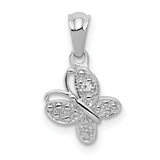 .01ct Diamond Butterfly Charm Pendant in Real 10k White Gold