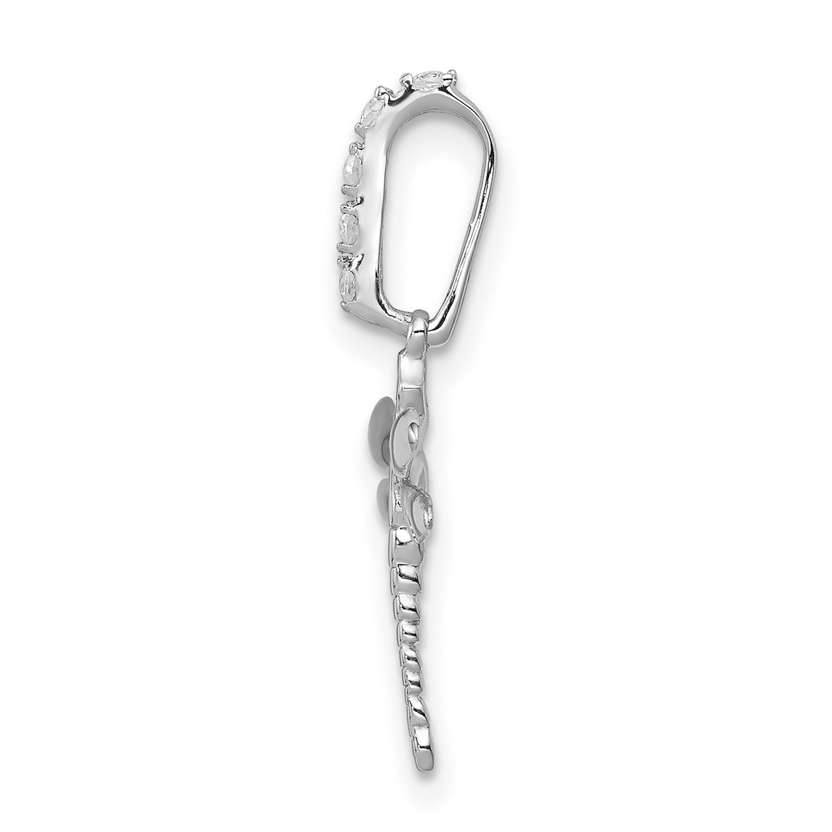 14k White Gold Dragonfly Pendant with Blue Diamond and Diamond Accents, Nature Inspired Jewelry