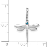 14k White Gold Dragonfly Pendant with Blue Diamond and Diamond Accents, Nature Inspired Jewelry