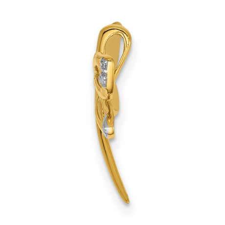 10k Yellow Gold Dragonfly Pendant with Openwork Wings and White Gold Accents